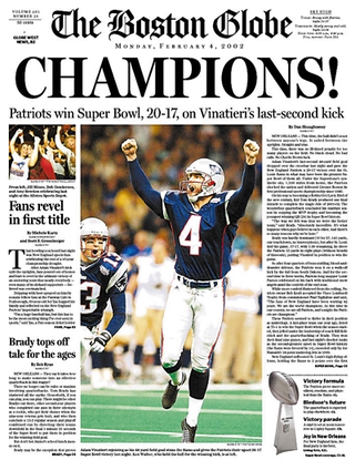 <i>The Boston Globe</i>'s 2002 Super Bowl coverage barely mentions the opposing team.